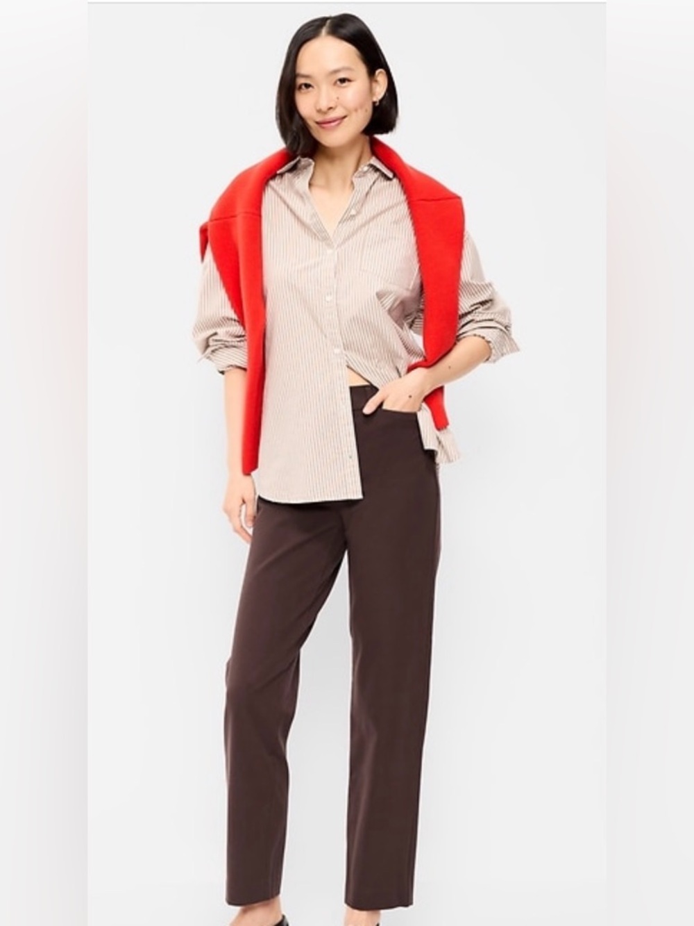 Old Navy Brown Ankle-Length Straight Pants